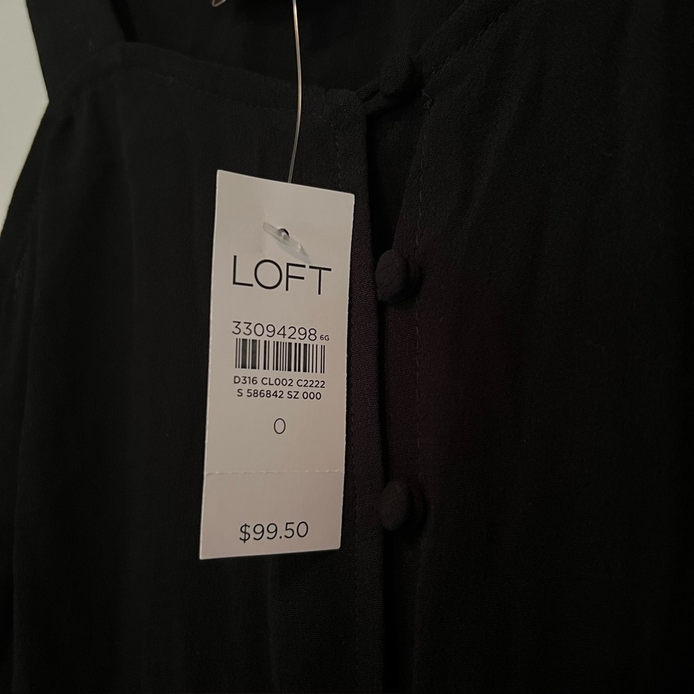 LOFT Ruffle Dress Hi Low Midi Black Button Sundress Size 0 - Picture 9 of 11